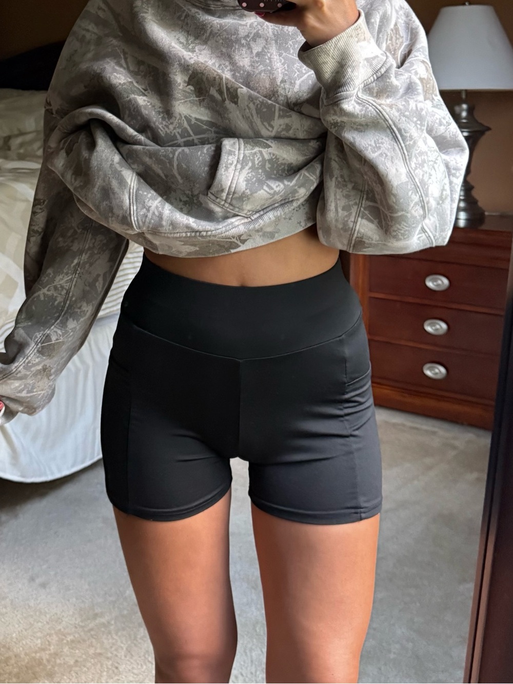 Black High-Rise Women's Bike Shorts with Side Pockets
